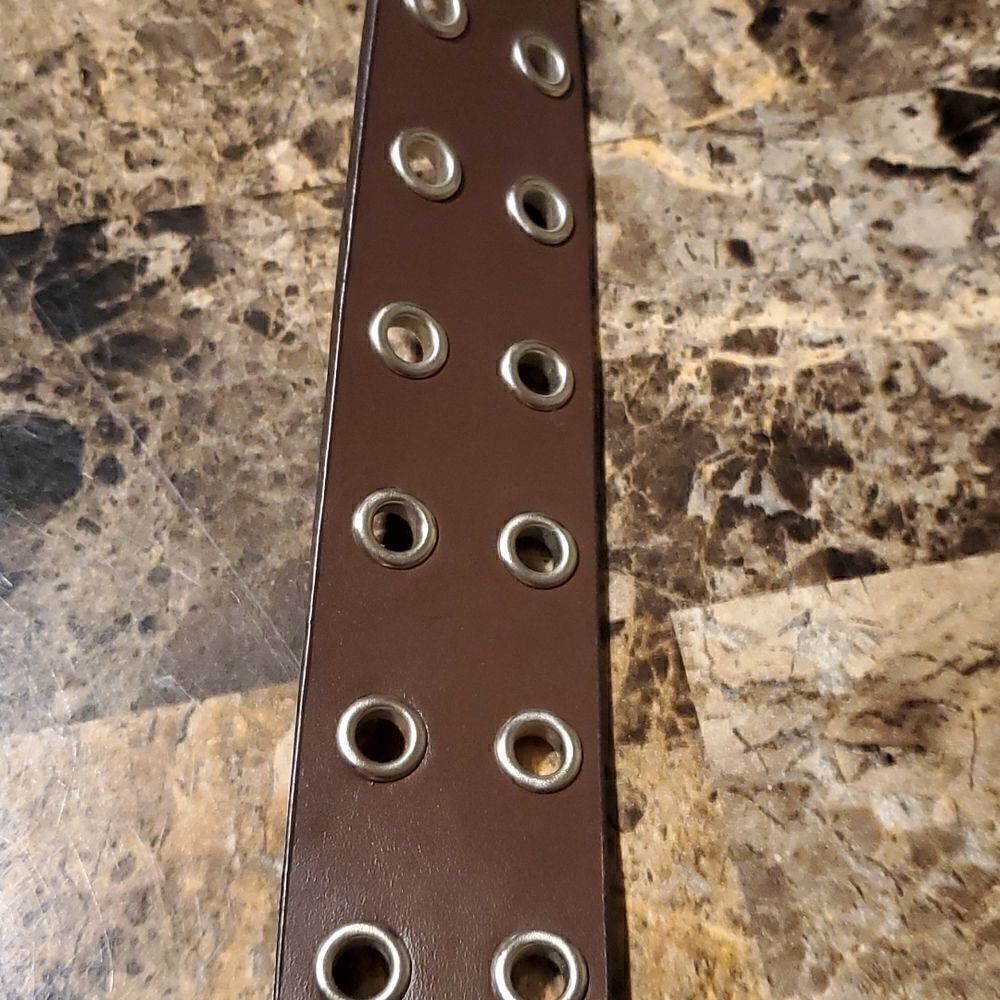 1.5 inch wide brown riveted belt